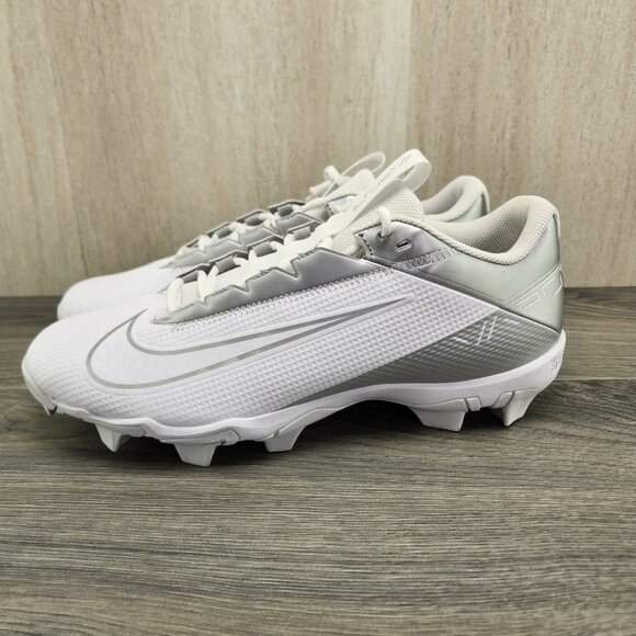 Nike Vapor Edge Shark 2 Size 12 Mens White Metallic Silver Football Cleats - Picture 7 of 11